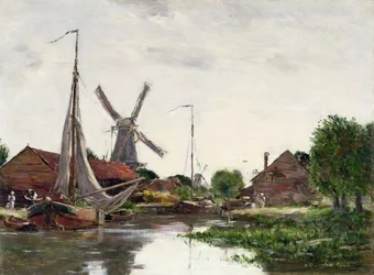 Dordrecht, Szélmalom a Maas partján, 1884